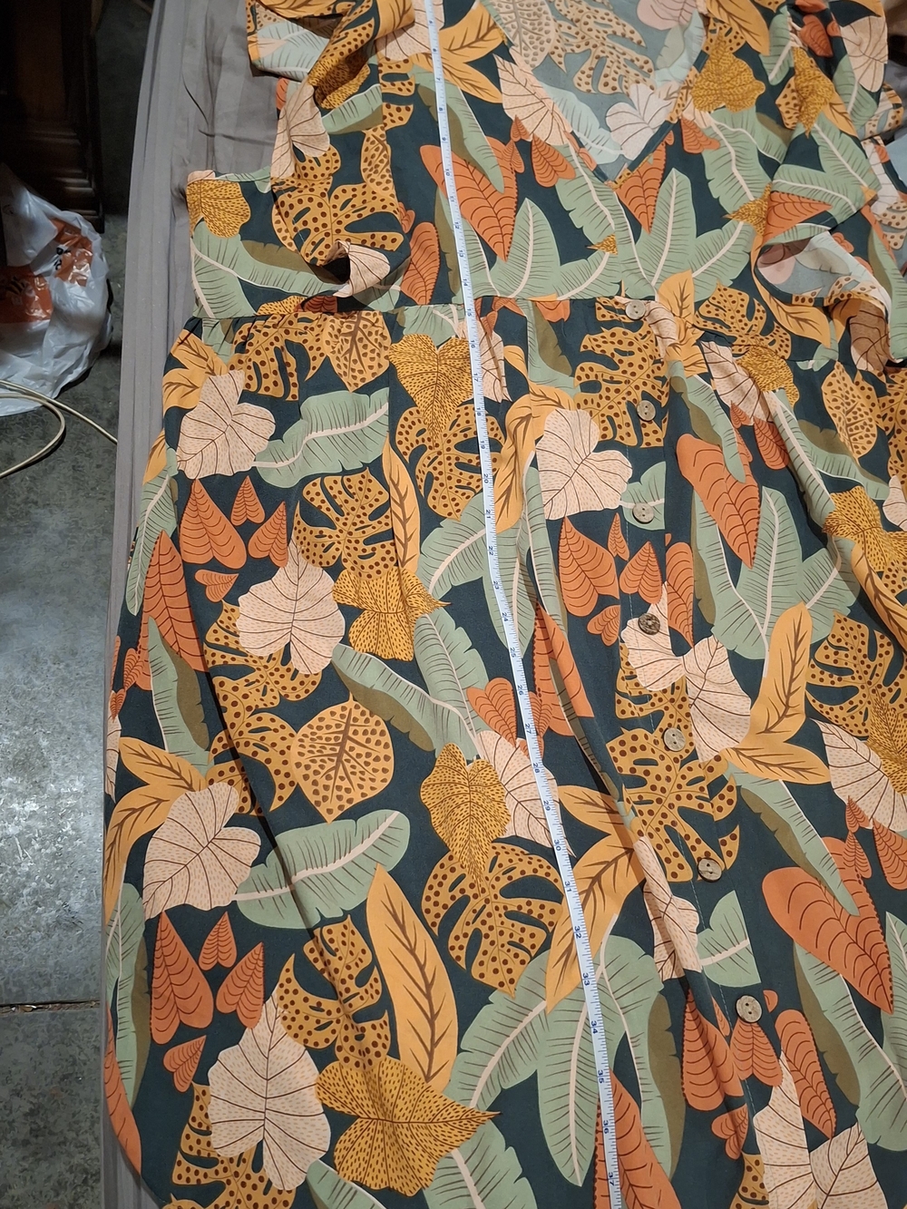 Flutter Sleeve V-Neck Dress in Teal Botanical - Picture 11 of 14